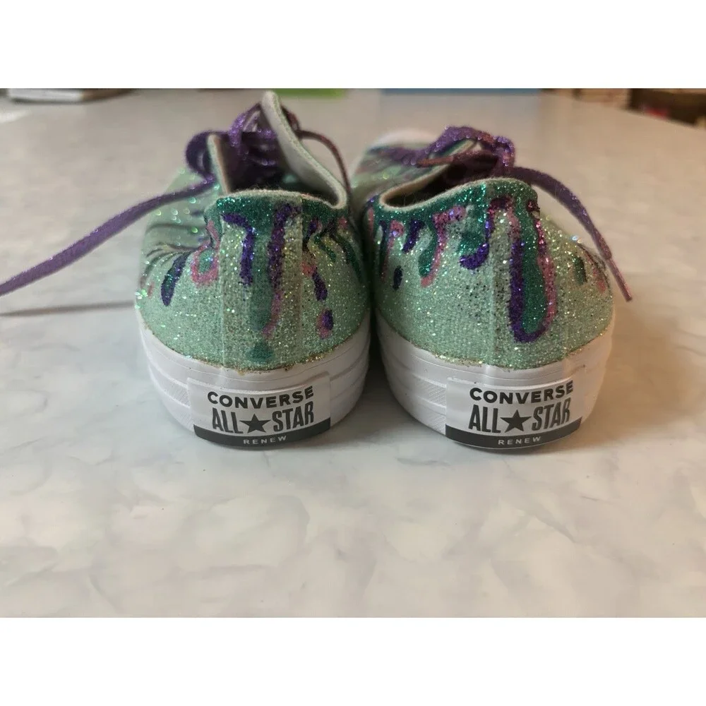 Custom Glitter Slime Converse Chuck Taylor All Star Low Shoes Men 9 Women 11